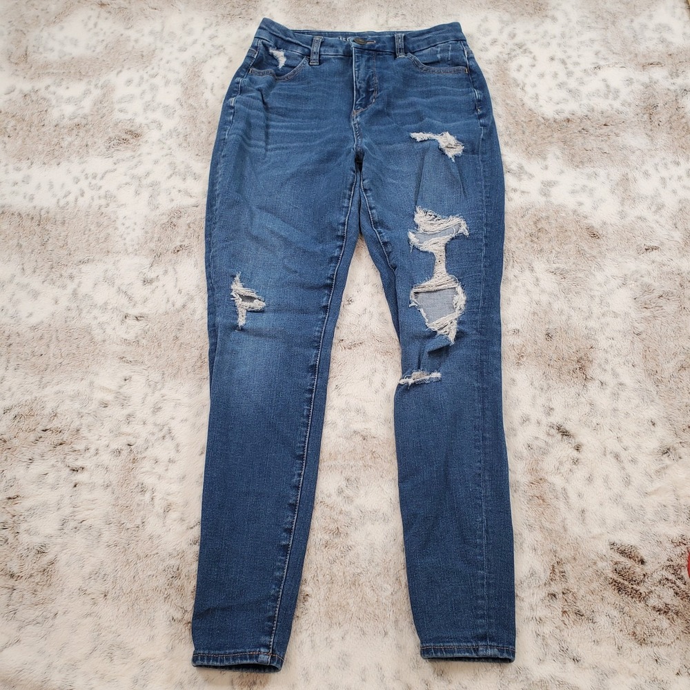 American Eagle Curvy High‎ Rise Jegging Jeans Size 2 Distressed Stretch Grunge